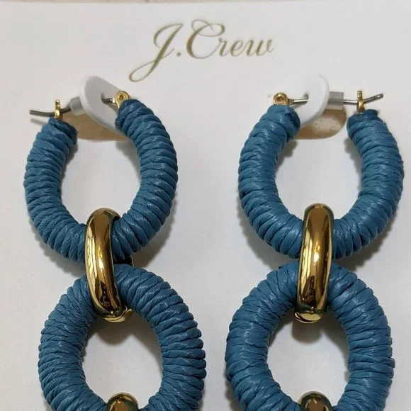 J. Crew Cotton Raffia-wrapped Chain Earrings - Picture 3 of 4